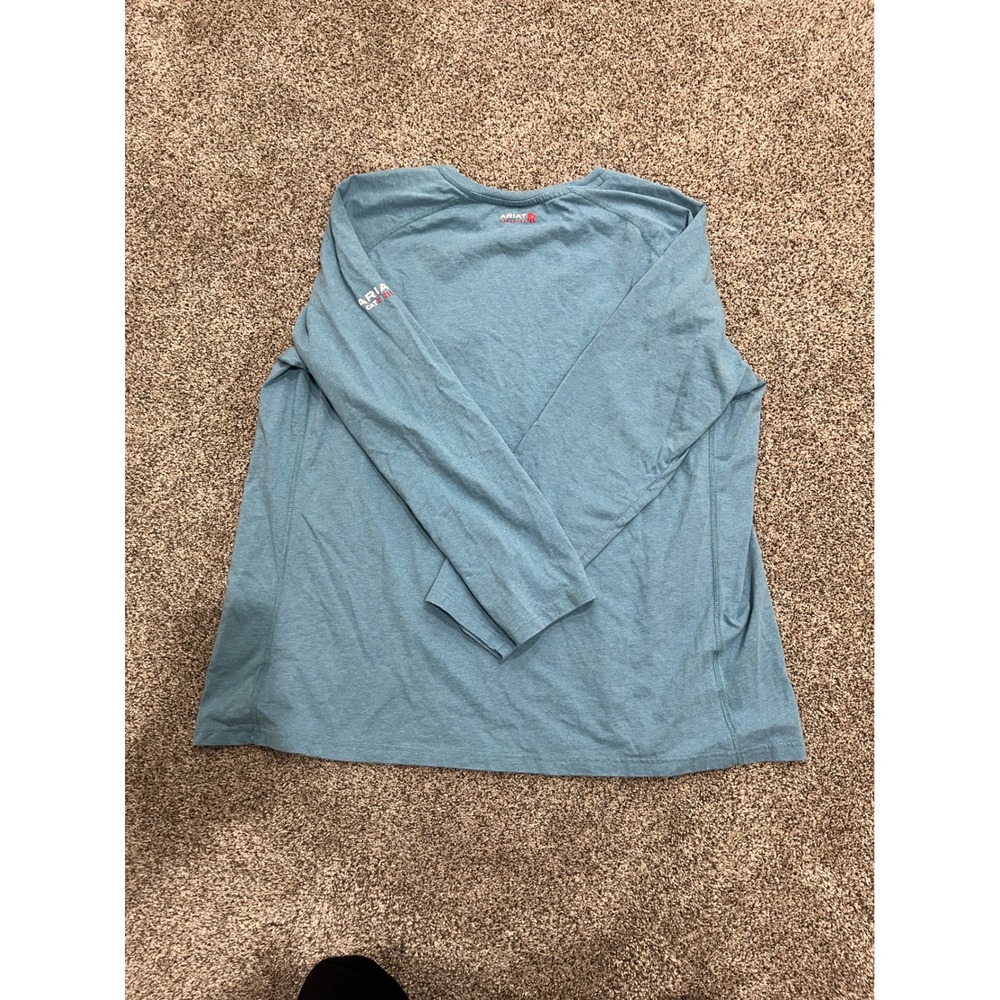 Ariat Work FR Mens 2X Blue Long Sleeve Flame Resistant T-Shirt CAT 2 NFPA 2112 - Picture 3 of 9